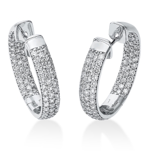 Pavé Creolen  18kt Weißgold mit 2,89ct Diamanten