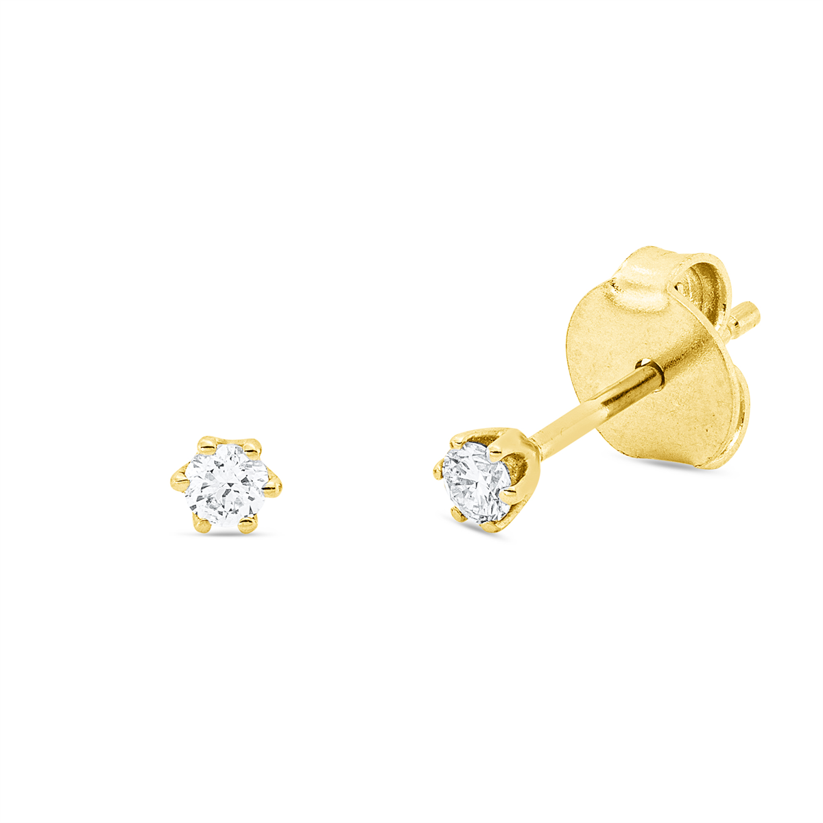 Solitaire Ohrstecker 6er-Krappe 18kt Gelbgold mit 0,10ct Diamanten