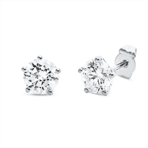Solitaire Ohrstecker 5er-Krappe 18kt Weißgold GIA2486094265+GIA6501809256 mit 3,00ct Diamanten