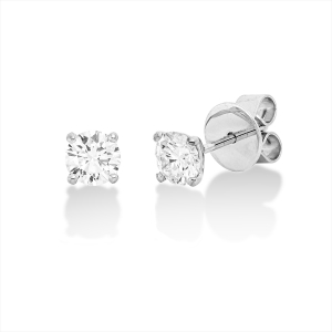 Solitaire Ohrstecker 4er-Krappe 18kt Weißgold GIA1528556178+GIA5526383452 6,0mm butterfly, 2 grove pins mit 0,60ct Diamanten