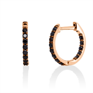Creolen 18 kt RG, Fassung schwarz rhodiniert