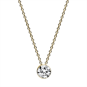 Solitaire Collier Zarge 14kt Gelbgold GIA6531274020 mit 0,40ct Diamanten