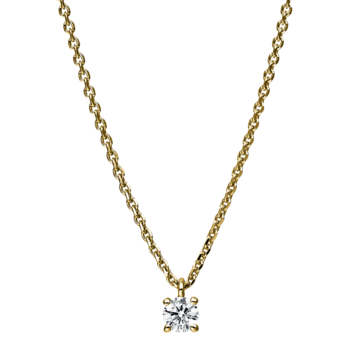 Solitaire Collier 4er-Krappe 18kt Gelbgold mit 0,15ct Diamanten