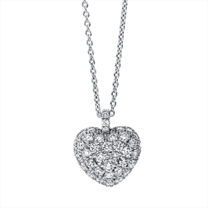 Collier 18 kt WG Herz, mit ZÖ 42 cm