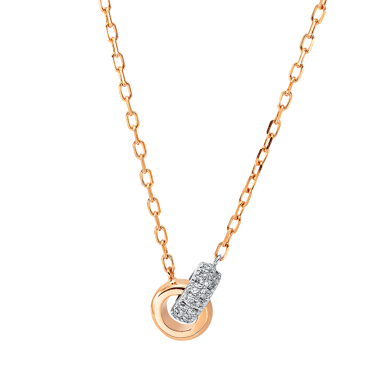 Collier 18 kt RG+WG, mit ZÖ 40 cm + 42.5 cm