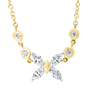 Collier 18 kt GG+WG Schmetterling, mit ZÖ 42 cm