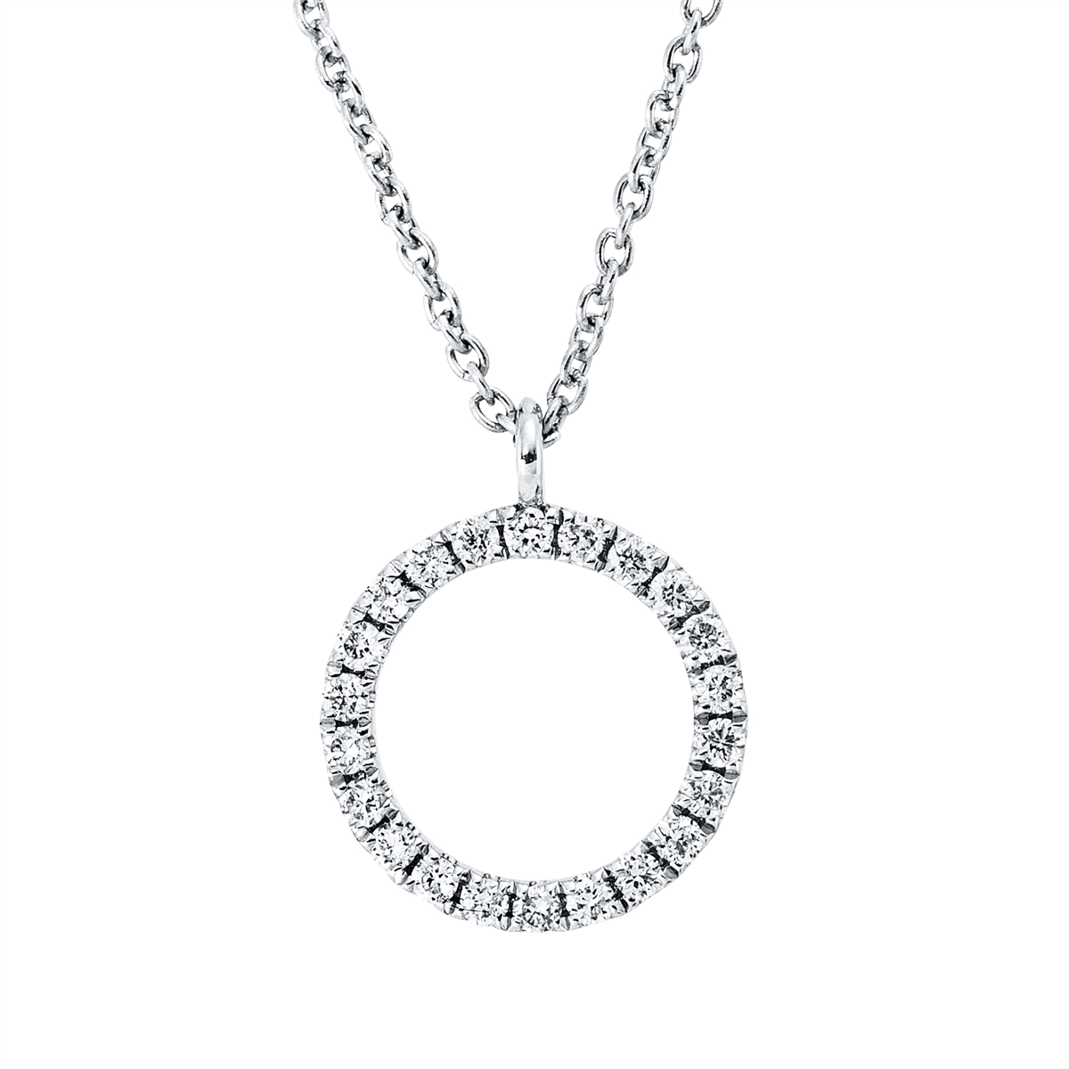 Collier 18 kt WG Kreis, mit ZÖ 40 cm + 43 cm