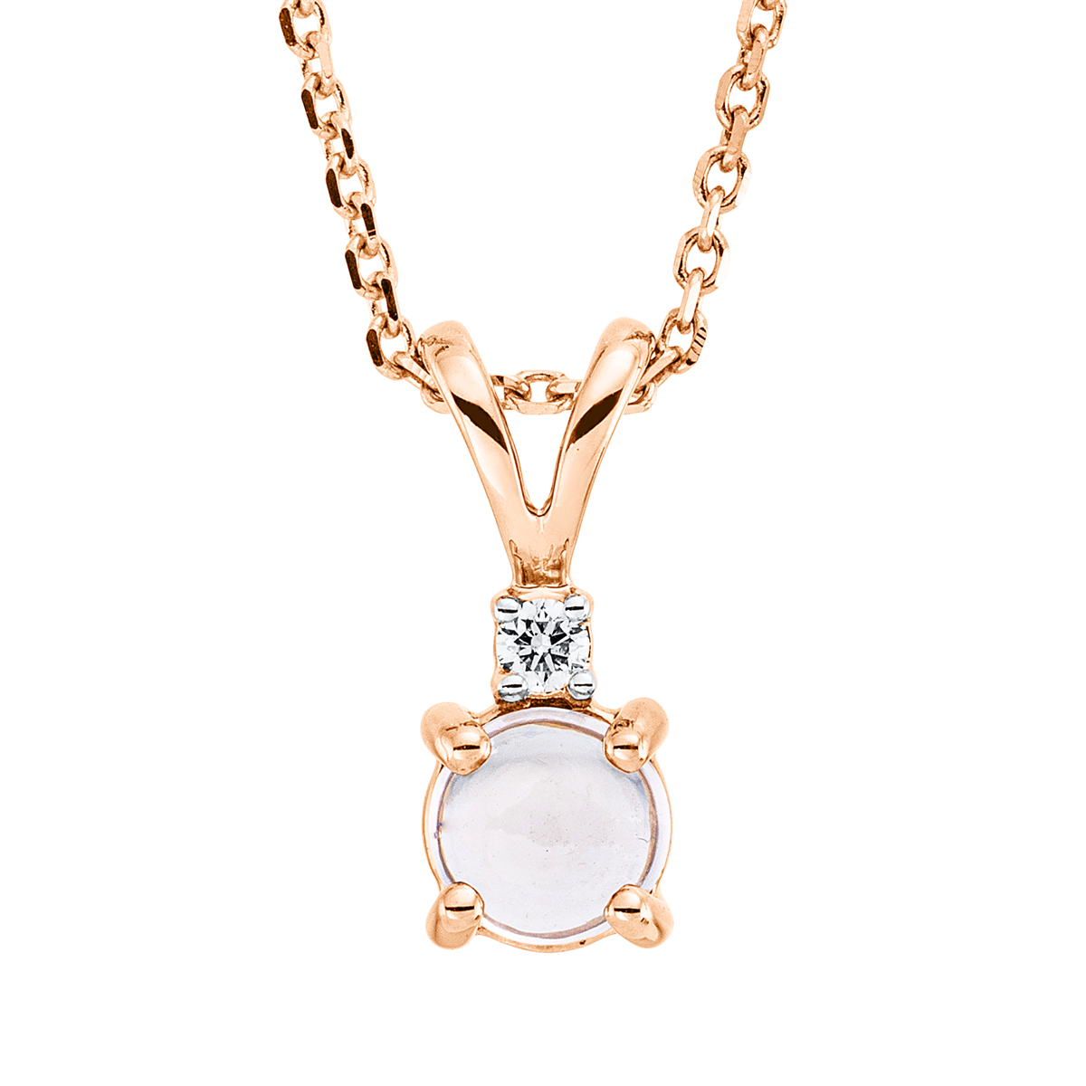 Collier 4er-Krappe 18 kt RG, Fassung rhodiniert, ZÖ 42 cm