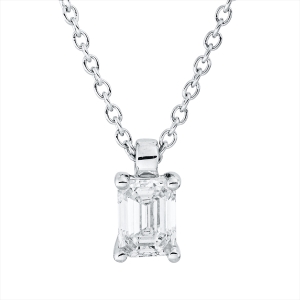 Solitaire Collier 4er-Krappe 18kt Weißgold GIA7528183809, mit ZÖ 42 cm mit 0,30ct Diamanten