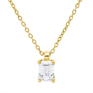 Solitaire Collier 4er-Krappe 18kt Gelbgold GIA6525317573, mit ZÖ 42 cm mit 0,40ct Diamanten