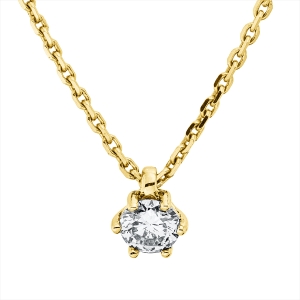 Solitaire Collier 6er-Krappe 18kt Gelbgold mit ZÖ 42 cm mit 0,25ct Diamanten