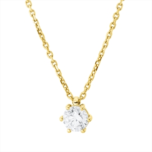 Solitaire Collier 6er-Krappe 18kt Gelbgold GIA2524295882, ZÖ 42 cm mit 0,70ct Diamanten