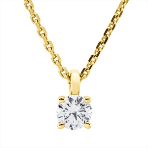 Solitaire Collier 4er-Krappe 18kt Gelbgold GIA6442879103, ZÖ 42 cm mit 0,31ct Diamanten