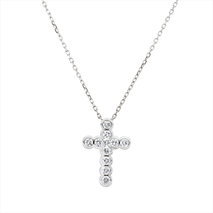 Collier 18 kt WG Kreuz, mit ZÖ 40 cm