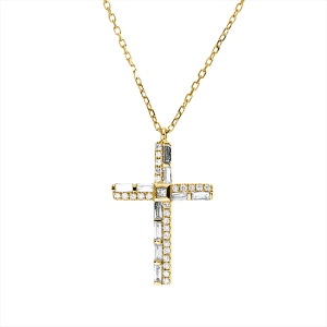 Collier 18 kt GG Kreuz, mit ZÖ 40 cm