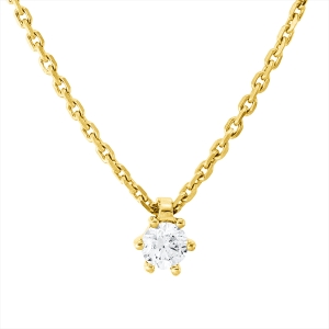 Solitaire Collier 6er-Krappe 18kt Gelbgold mit ZÖ 42 cm mit 0,15ct Diamanten