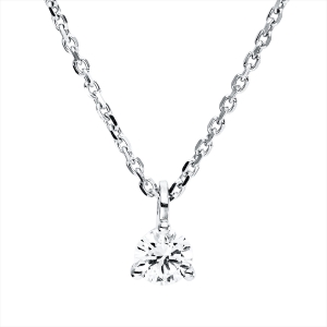 Solitaire Collier 3er-Krappe 18kt Weißgold GIA6282053324, mit ZÖ 42 cm mit 0,31ct Diamanten