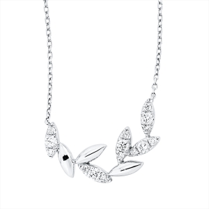 Collier 18 kt WG Blätter, mit ZÖ 40 cm