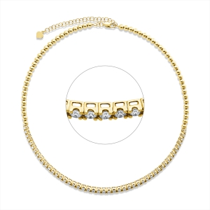 Tenniscollier  18kt Gelbgold choker, mit ZÖ 34,5 cm mit 2,11ct Diamanten