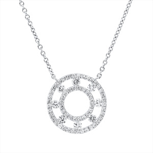 Collier 18 kt WG, mit ZÖ 40 cm + 43 cm