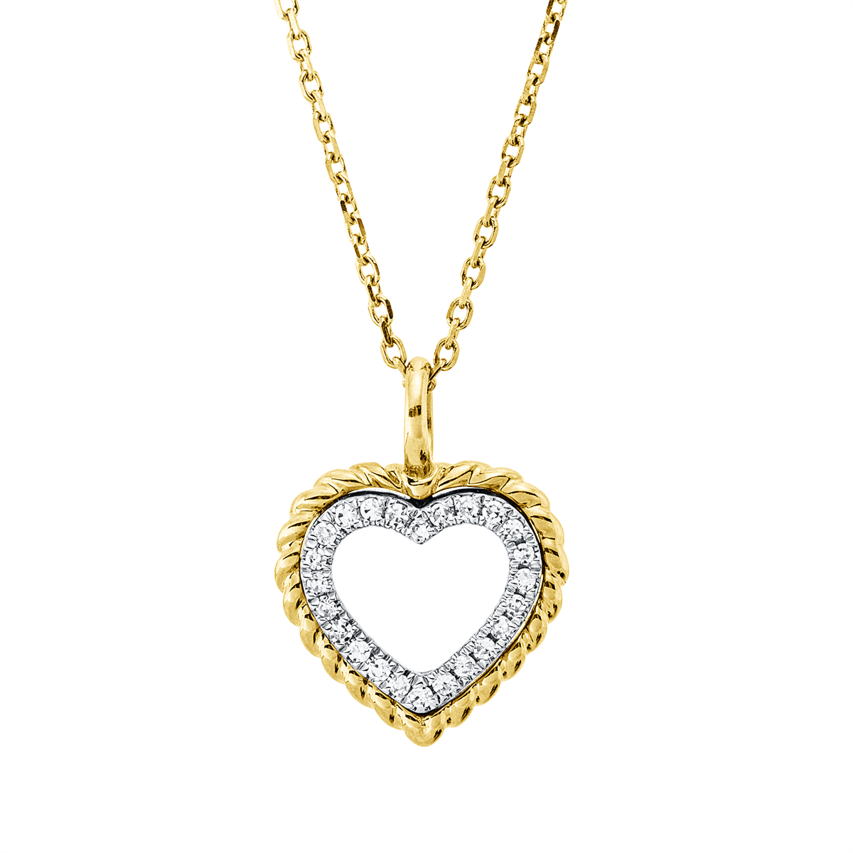 Collier 14 kt GG+WG Herz, mit Öse