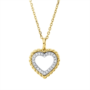 Collier 14 kt GG+WG Herz, mit Öse