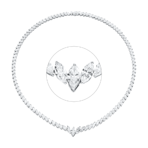 Collier 950 Pt WG+P950, GIA x 3 pcs