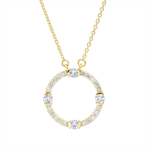 Collier 18 kt GG Kreis, Fassung rhodiniert