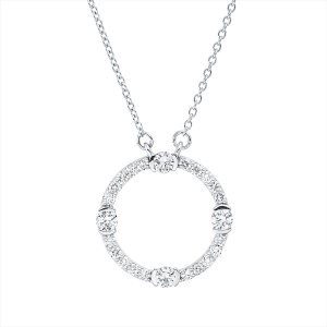 Collier 18 kt GG Kreis, Fassung rhodiniert