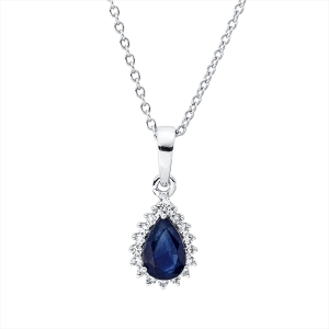 Collier 18 kt WG Tropfen, mit ZÖ 40 cm, 42,5cm