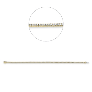 Tennisarmband 4er-Krappe 18kt Gelbgold / Weißgold with American Lock mit 3,00ct Diamanten