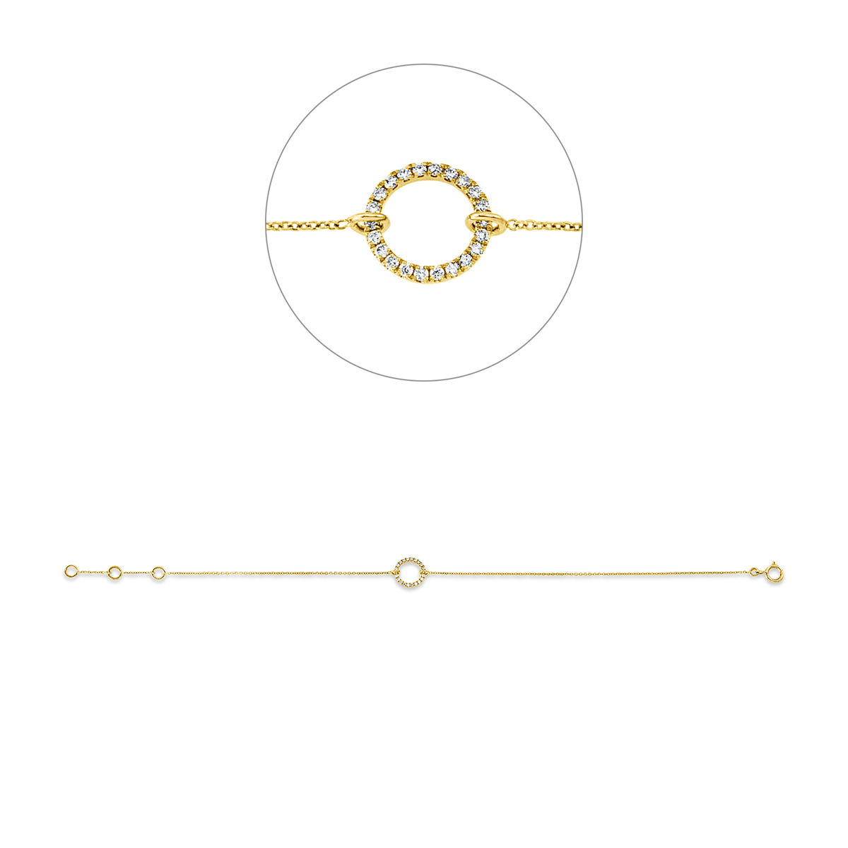 Armband 18 kt GG Kreis, mit ZÖ 16 cm + 17 cm