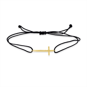 Armband 18 kt GG Kreuz, schwarzes cord