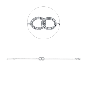 Armband 18 kt WG, mit ZÖ 15,5 cm