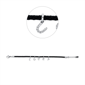 Armband 18 kt WG, schwarzes cord,mit ZÖ 16,5 cm