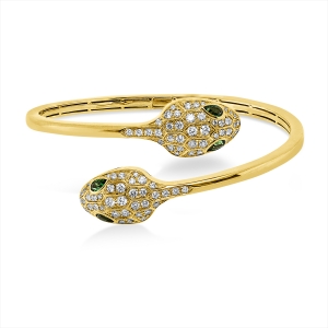 Armreif 18 kt GG Schlange, Fassung teils schwarz rhodinie