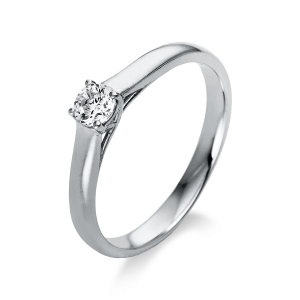 Solitaire Ring 4er-Krappe 18kt Weißgold mit 0,20ct Diamanten