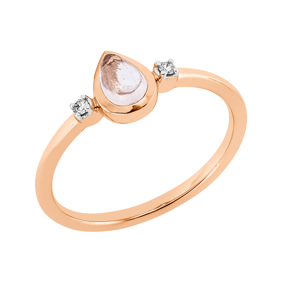 Ring 18 kt RG Tropfen, Fassung rhodiniert