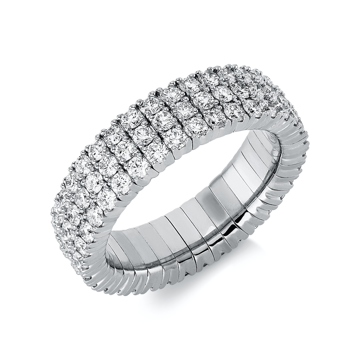 Ring 4er-Krappe 18 kt WG, Flex-Band, variabel