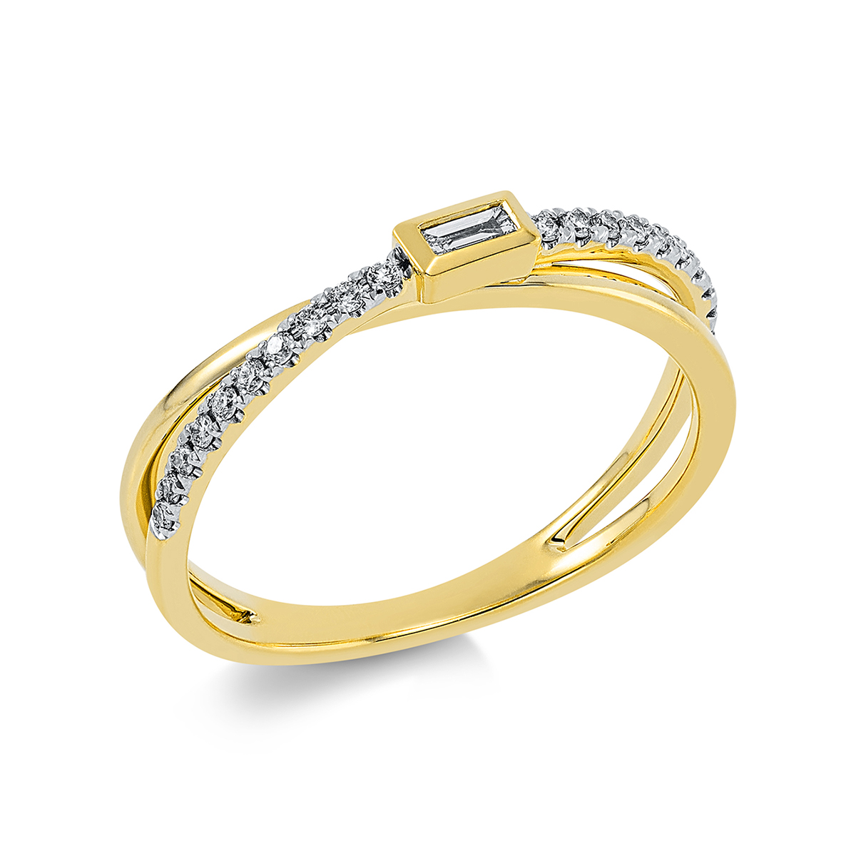 Ring 18 kt GG, Fassung rhodiniert