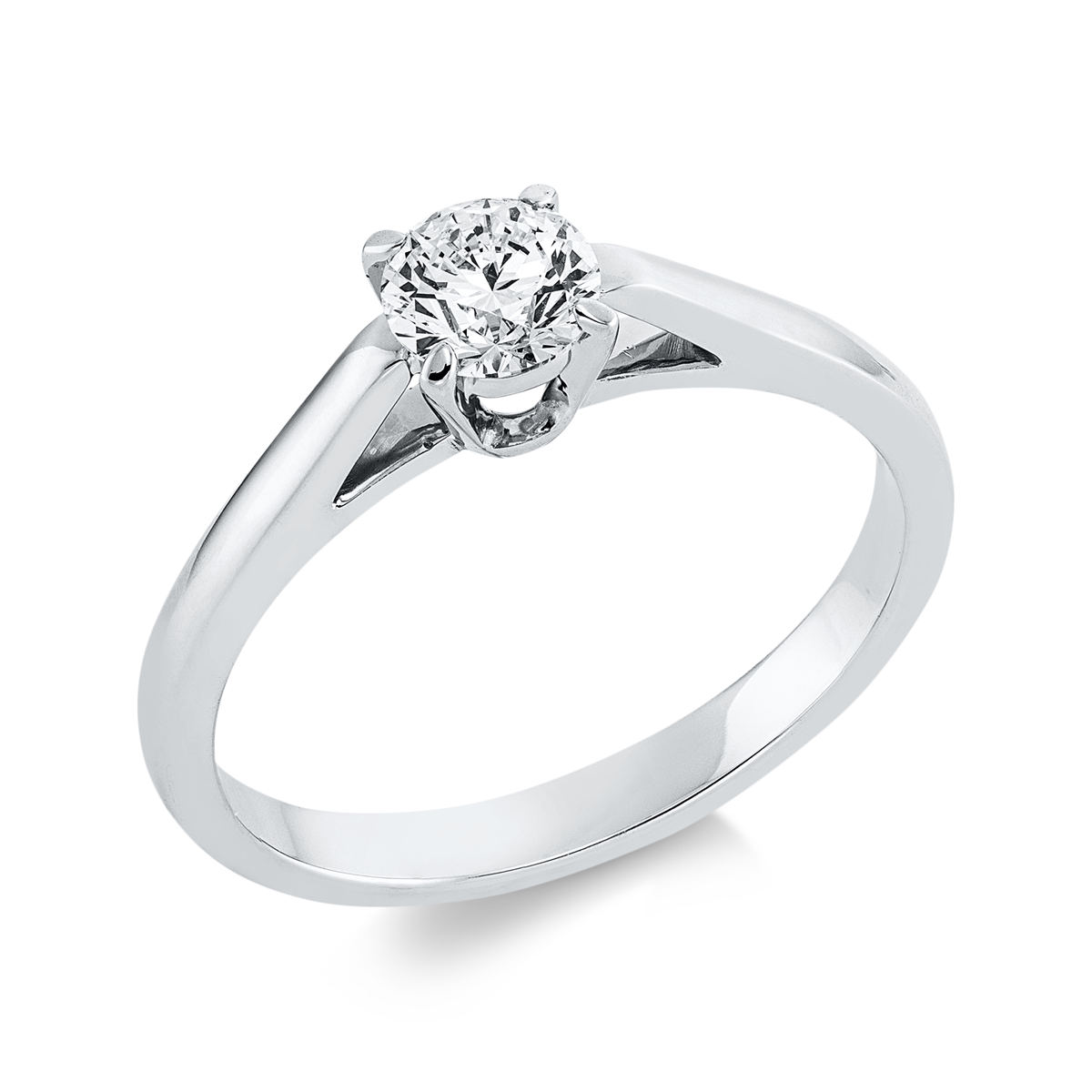 Solitaire Ring 4er-Krappe 18kt Weißgold GIA6501984671 Petrovic mit 0,50ct Diamanten