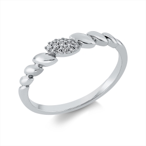Ring 18 kt GG, Fassung rhodiniert