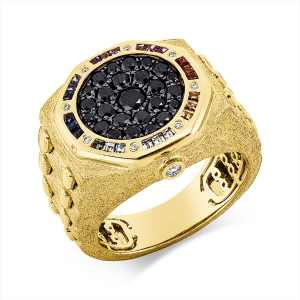 Ring 18 kt GG Armbanduhr, Fassung teils schwarz rhodinie