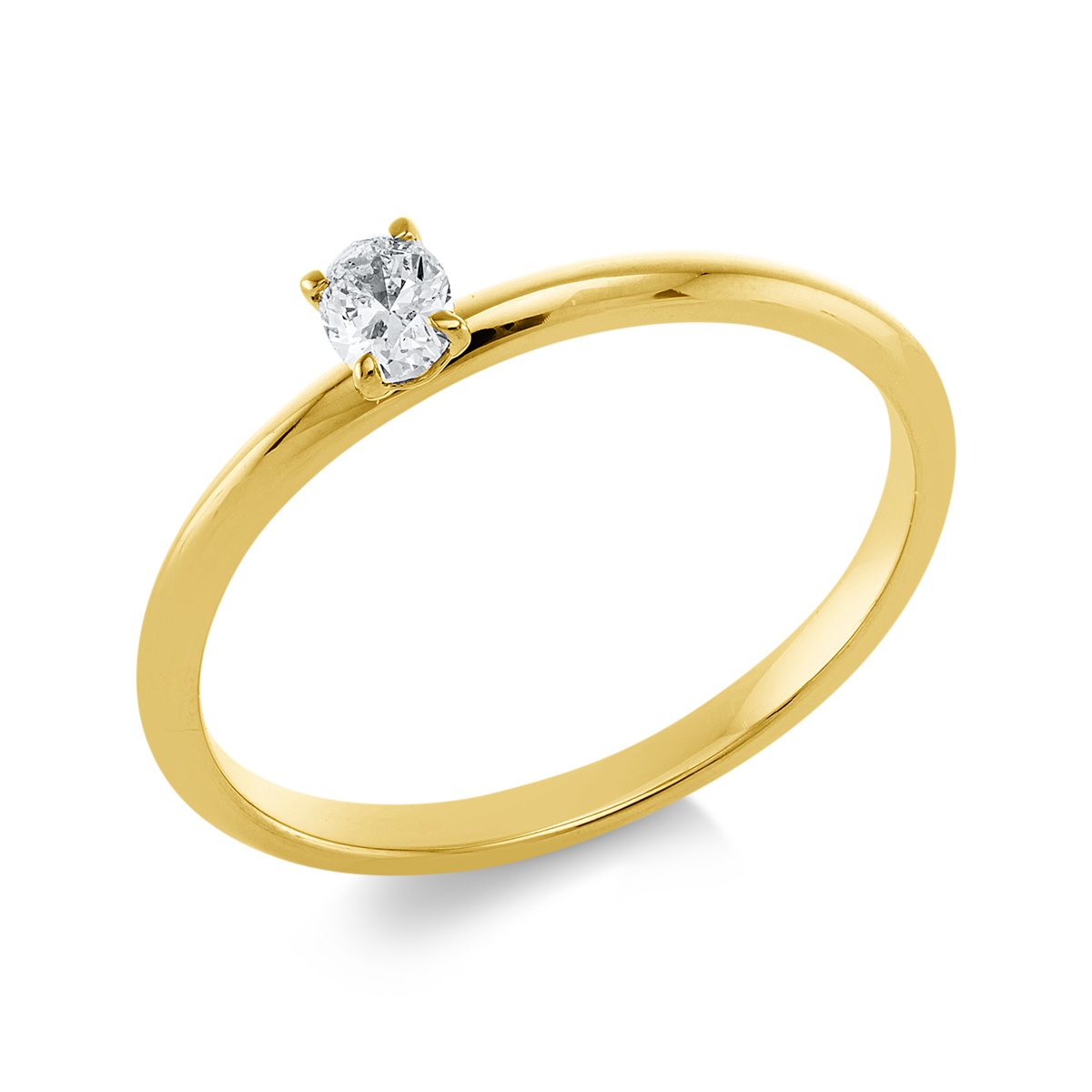 Solitaire Ring 4er-Krappe 18kt Gelbgold mit 0,14ct Diamanten
