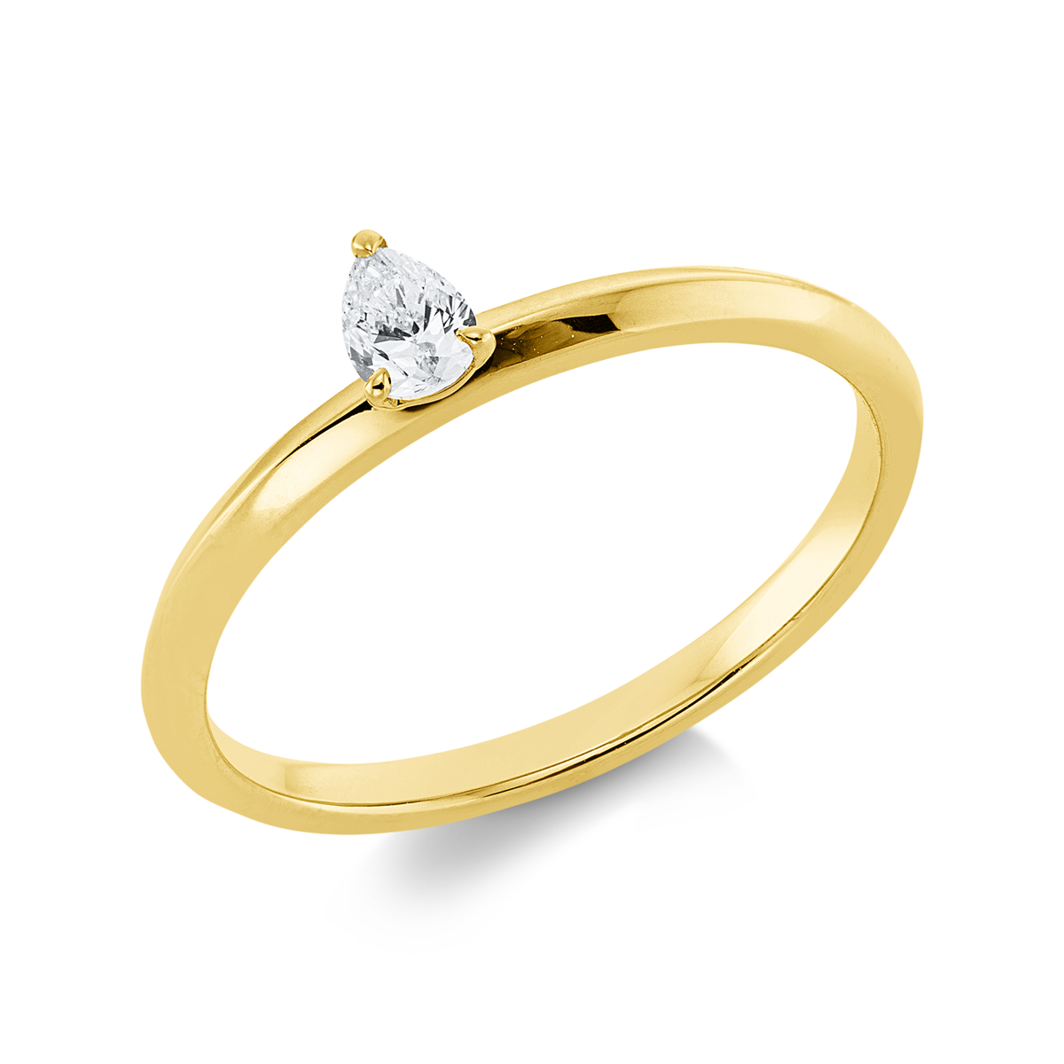 Solitaire Ring 3er-Krappe 18kt Gelbgold mit 0,14ct Diamanten