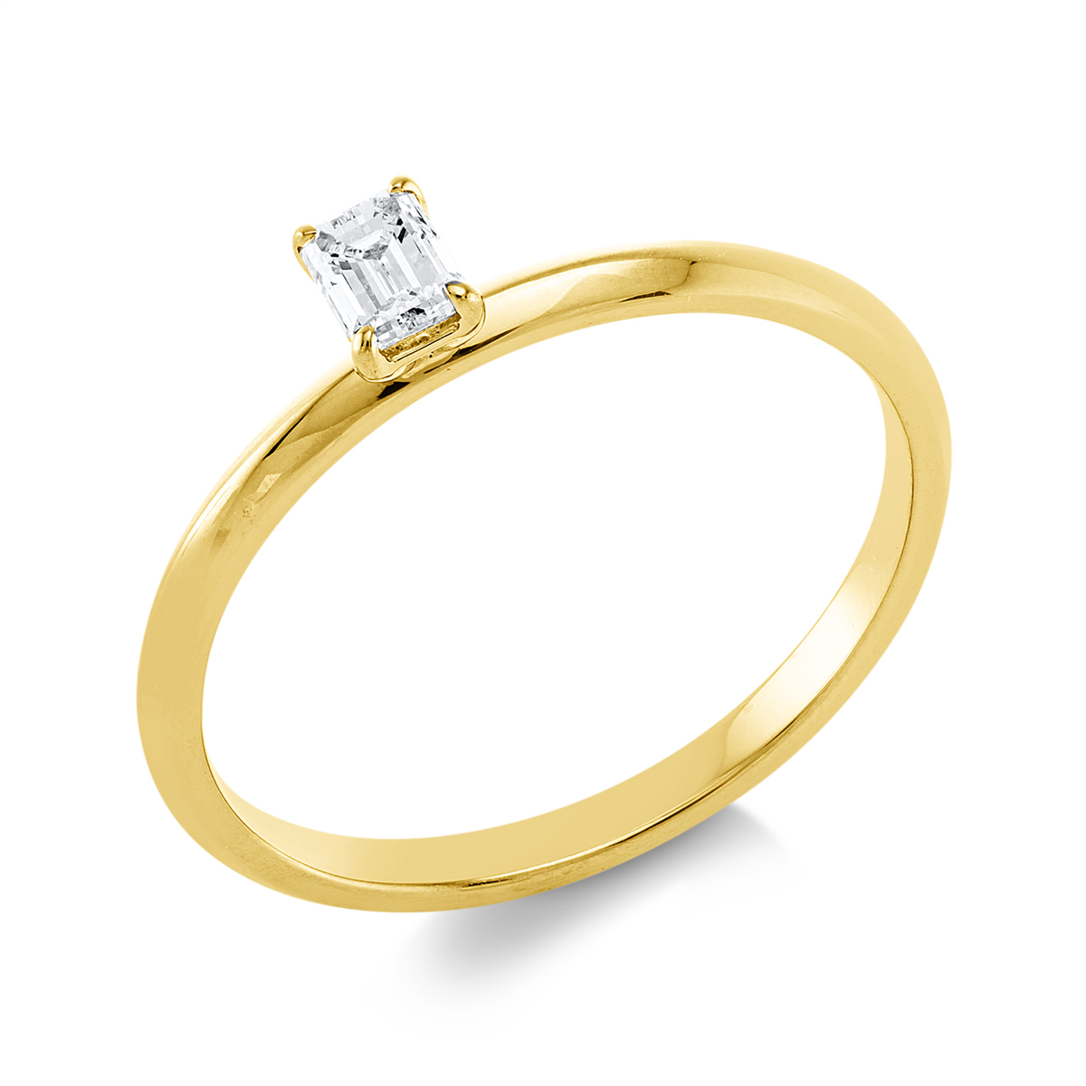 Solitaire Ring 4er-Krappe 18kt Gelbgold mit 0,21ct Diamanten