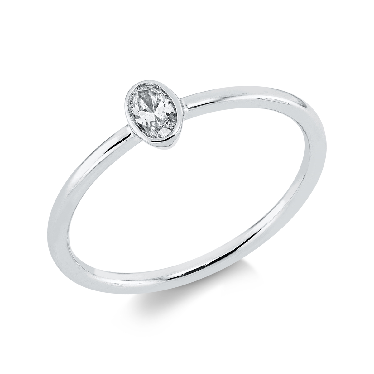 Solitaire Ring Zarge 18kt Weißgold mit 0,14ct Diamanten