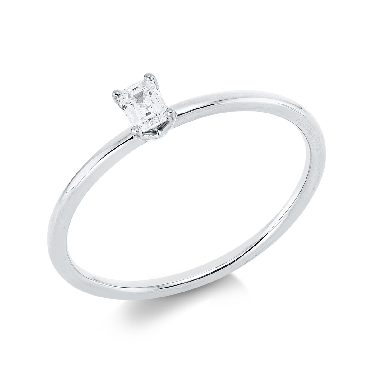 Solitaire Ring 4er-Krappe 18kt Weißgold mit 0,17ct Diamanten