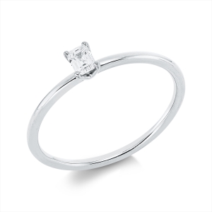 Solitaire Ring 4er-Krappe 18kt Weißgold mit 0,17ct Diamanten