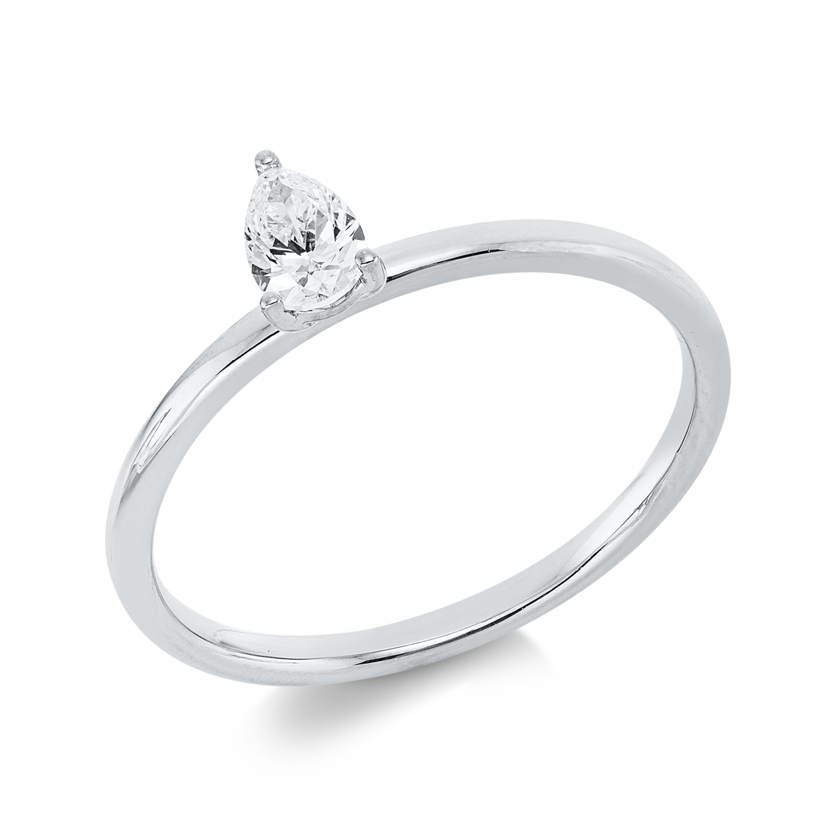 Solitaire Ring 3er-Krappe 18kt Weißgold mit 0,26ct Diamanten